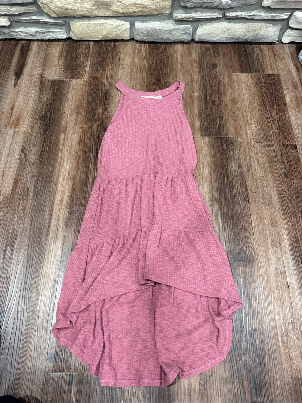 Liberty Love Pink Ribbed High-Low Tiered Casual Dress